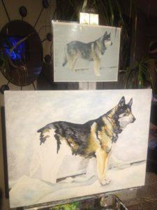 2012-10 - Commissioned Pet Portrait Painting - Rebel II with printout