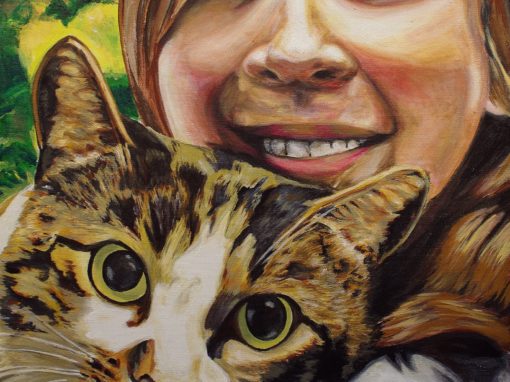 2012-12 – Commissioned Pet Portrait Painting  by Cameron Dixon  – Crystal the Cat with Pauline