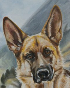 2014-12 - Commissioned Pet Portrail Painting - Lily GSD - Detail