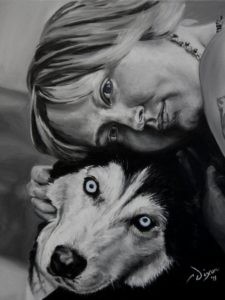 2010-12 - Commissioned Painting - Pet Portrait Painting - Sarah and Maui Complete