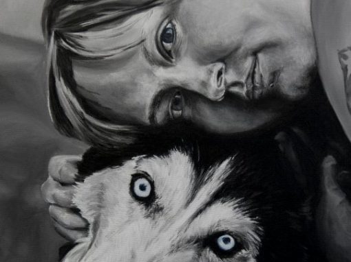 2011-03 – Commissioned Painting – Pet Portrait Painting by Cameron Dixon – Sarah and Maui