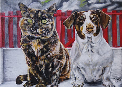 2015-04 - Commissioned Pet Portrait Painting - Abbey and Sophie - Complete