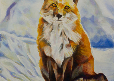 Fox Sitting in Snow by Cameron Dixon -Complete-front