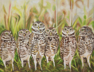 2016-05 - Art Bark - Burrowing Owls - Original painting by Cameron Dixon